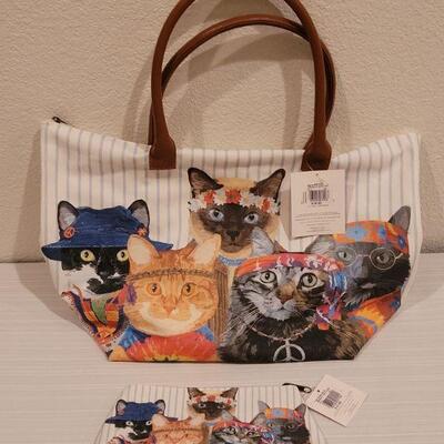 Lot 69: New Groovy Cat Tote and Smaller Zipper Bag