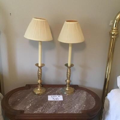 F - 510 Pair of Brass Table Lamps 