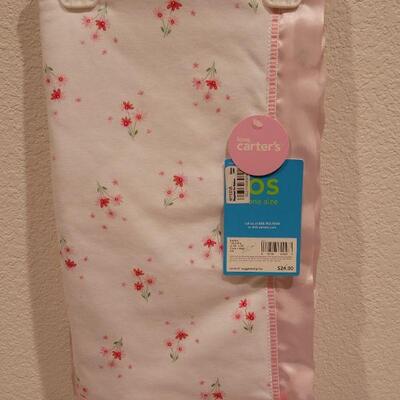 Lot 71: New Baby Girl Blanket, Bunny, Bibs and Hat & Socks 