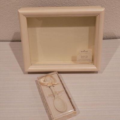 Lot 73: New Shadow Box Frame and Bisque Baby's 1st Spoon