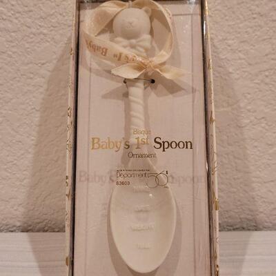 Lot 73: New Shadow Box Frame and Bisque Baby's 1st Spoon