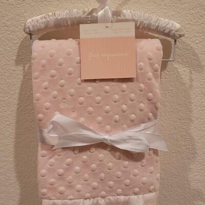Lot 76: New Baby Girl Blanket, Bib, Washcloths and Bunny