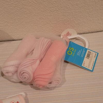 Lot 76: New Baby Girl Blanket, Bib, Washcloths and Bunny