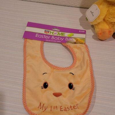 Lot 78: New Baby Girl Blanket, Bibs and a Baby Chick