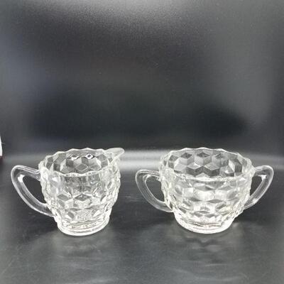 Lot #64 - Vintage Glass Sugar and Creamer Set