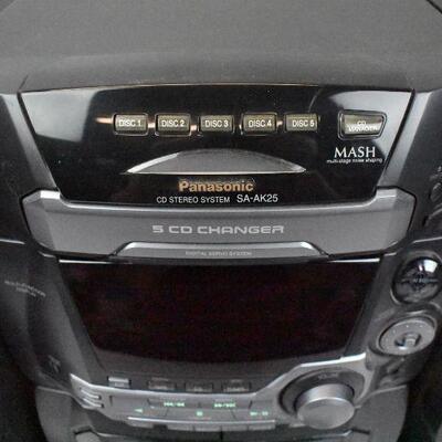 Panasonic Music System with 2 Speakers. 5 CD Changer & 2 Deck Cassette Player