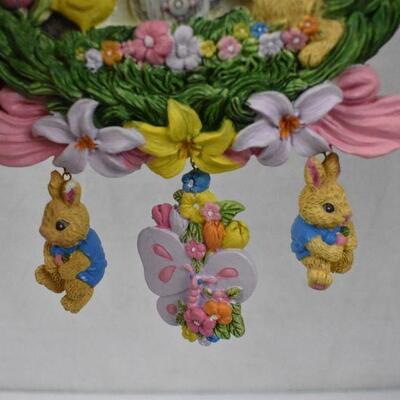 2 pc Easter Decor: Clock with 3 Hanging Charms & Taper Candle Holder