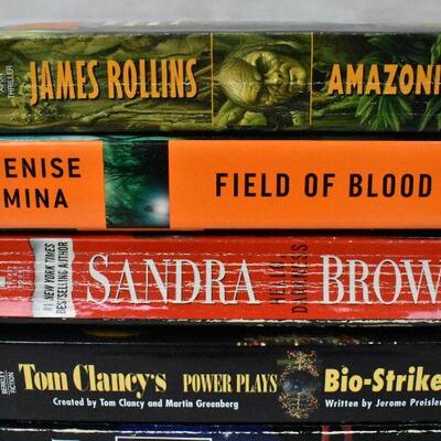 8 paperback Fiction Books: Amazonia -to- Hot Money