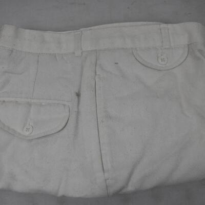 3 pc Women's Apparel size 11: 2 Denim Mini Skirts & 1 pair White Pants