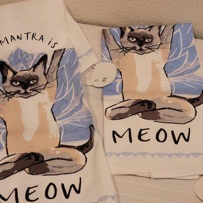 Lot 136: (2) New Kitchen Handtowels and Cat Person Socks 