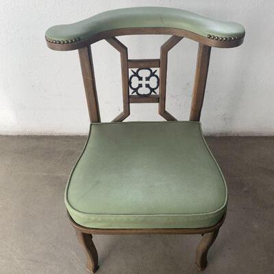 Baker Brothers Burlwood and Wrought Iron Chair, Green Leather 4 Chairs