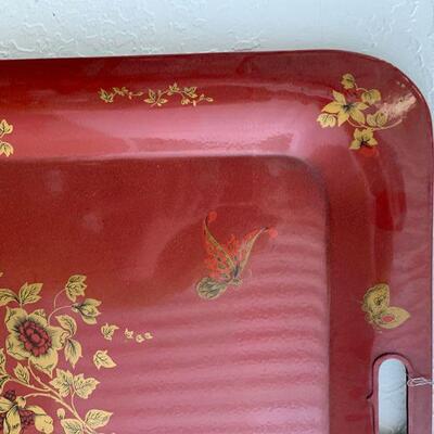 Red Tray, Hand painted, 19th Century Assumed