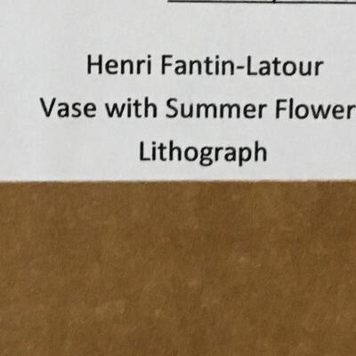 HENRI FANTIN-LATOUR â€œVase With Summer Flowersâ€ Lithograph. LOT 6