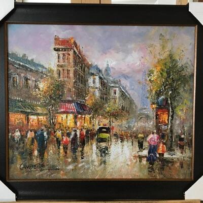 Paris Street Scene Signed Oil on Canvas. LOT 7