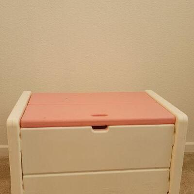 Lot 176: Vintage LARGE Pink Top LITTLE TIKES Toy Storage Trunk