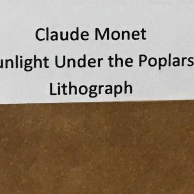 CLAUDE MONET â€œSunlight Under the Poplarsâ€ Original Lithograph. LOT 20