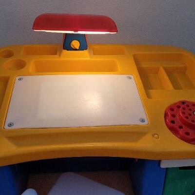 Lot 178: Vintage LITTLE TIKES Drafting Table- Art Work Children's Lighted Desk w/ Chair TESTED A+ (Comes with the Original Red and...