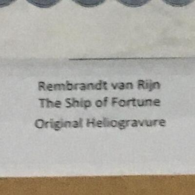 REMBRANDT â€œThe Ship of Fortuneâ€ Original Heliogravure LOT 23