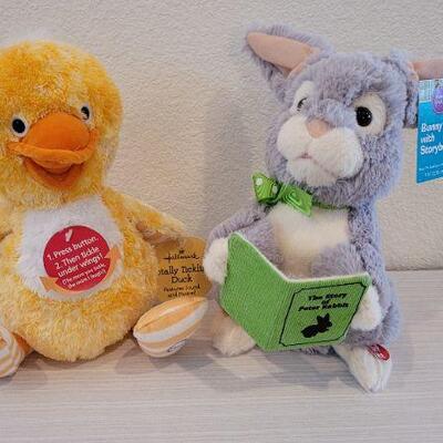 Lot 182: (2) New Stuffed Animals - HALLMARK TOTALLY TICKLE DUCK & Bunny w/ Storybook