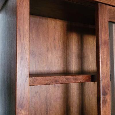 Lot 191: Vintage Walnut Tall 3-Tier Sliding Glass Door SHOWCASE Display Cabinet 80" Ã— 33.5" Ã— 13.5" 