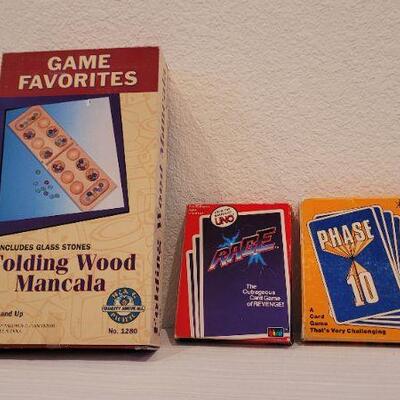 Lot 210: New Mancala Game + Vintage Card Games PHASE 10 & RAGE