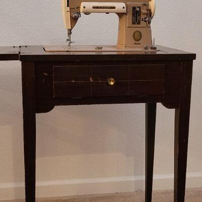 Lot 221: Vintage SINGER 301A Sewing Machine w/ Cabinet