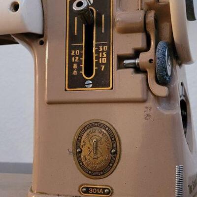 Lot 221: Vintage SINGER 301A Sewing Machine w/ Cabinet