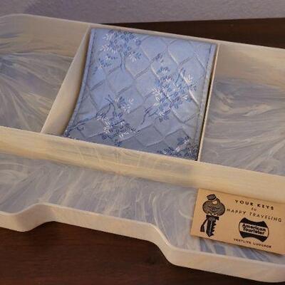 Lot 232: Vintage Mid Century Modern Unused AMERICAN TOURISTER Carryon Hard Case w/ Key