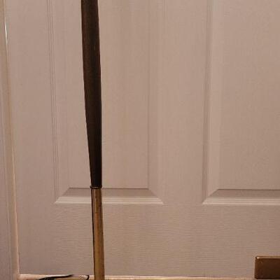 Lot 241: Vintage Mid Century Modern 60" Tall Brass and Teak Floor Lamp