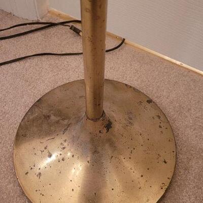 Lot 241: Vintage Mid Century Modern 60" Tall Brass and Teak Floor Lamp