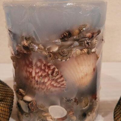 Lot 249: (2) New Bags of River Rocks and New Seashell Candle  