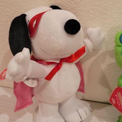 Lot 251: New Hallmark Stuffed Animals - Snoopy needs Batteries and Frog Tests A+
