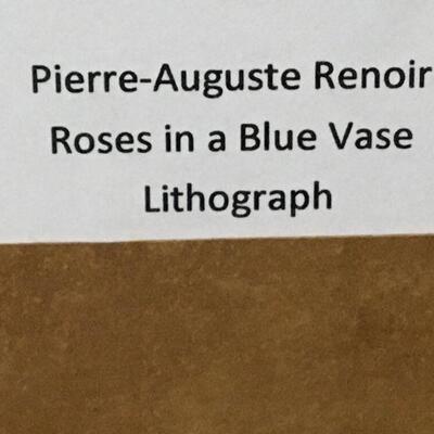 PIERRE-AUGUSTE RENOIR â€œRoses in a Blue Vaseâ€ Gallery Framed Lithograph. LOT 48