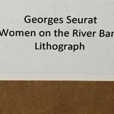 GEORGES SEURAT â€œWomen on the River Bankâ€ Gallery Lithograph and Gold Frame. LOT 51