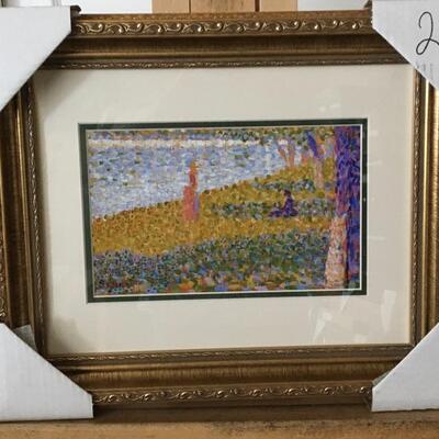 GEORGES SEURAT â€œWomen on the River Bankâ€ Gallery Lithograph and Gold Frame. LOT 51