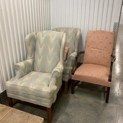 #3 - Pair of Green High Back Chairs
