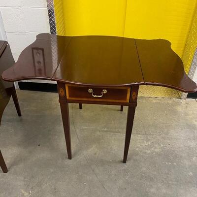 #12 - Two Thomasville Drop Leaf Side Tables with Inlay