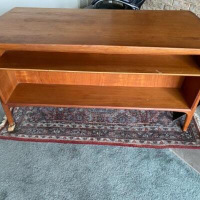 136 Mid Century Teak 6 Drawer Desk with Bookcase Front  
