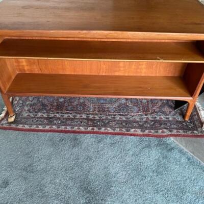 136 Mid Century Teak 6 Drawer Desk with Bookcase Front  