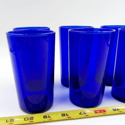 6 PC BLUE COLBALT GLASS SET 