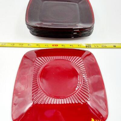VINTAGE RED GLASS DISH SET - 27 PC