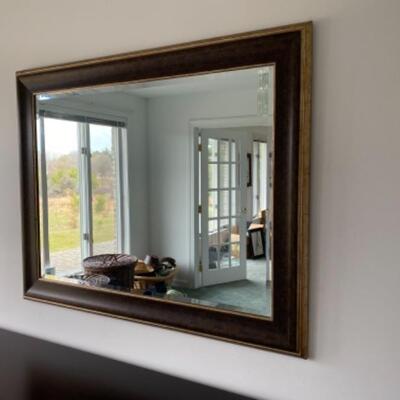 142 Large Black Framed Beveled Mirror 