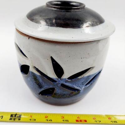 POTTERY CANDLE HOLDER SIGNED BY ARTIST 