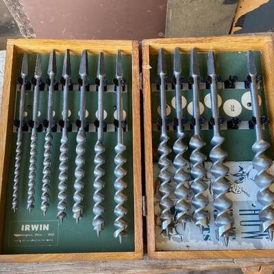 Irwin auger bit set in wooden box deals
