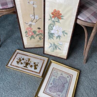 S158 Four Framed Oriental Art Pieces 