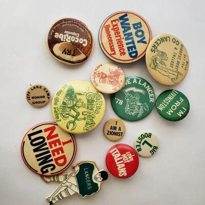 Lot of vintage buttons and badges 1970s