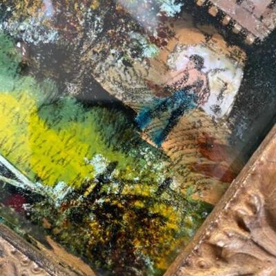 S159 Antique Reverse Painting on Glass 
