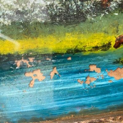 S159 Antique Reverse Painting on Glass 