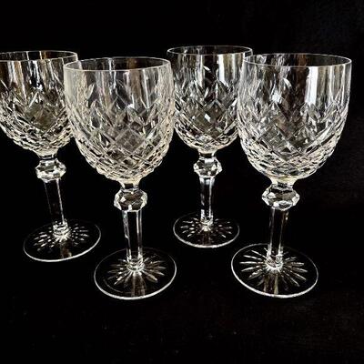 4 Waterford Crystal Glasses water or wine goblets 7 5/8"