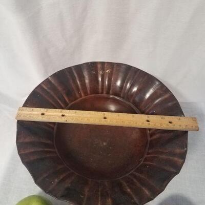 Lot #78 - Metal compote with fake fruit